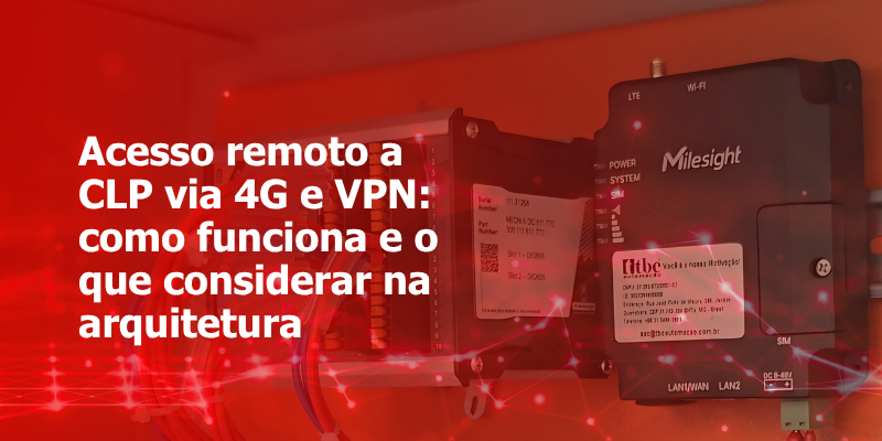 CLP e roteador industrial 4G UR32L instalados em painel de automação para acesso remoto